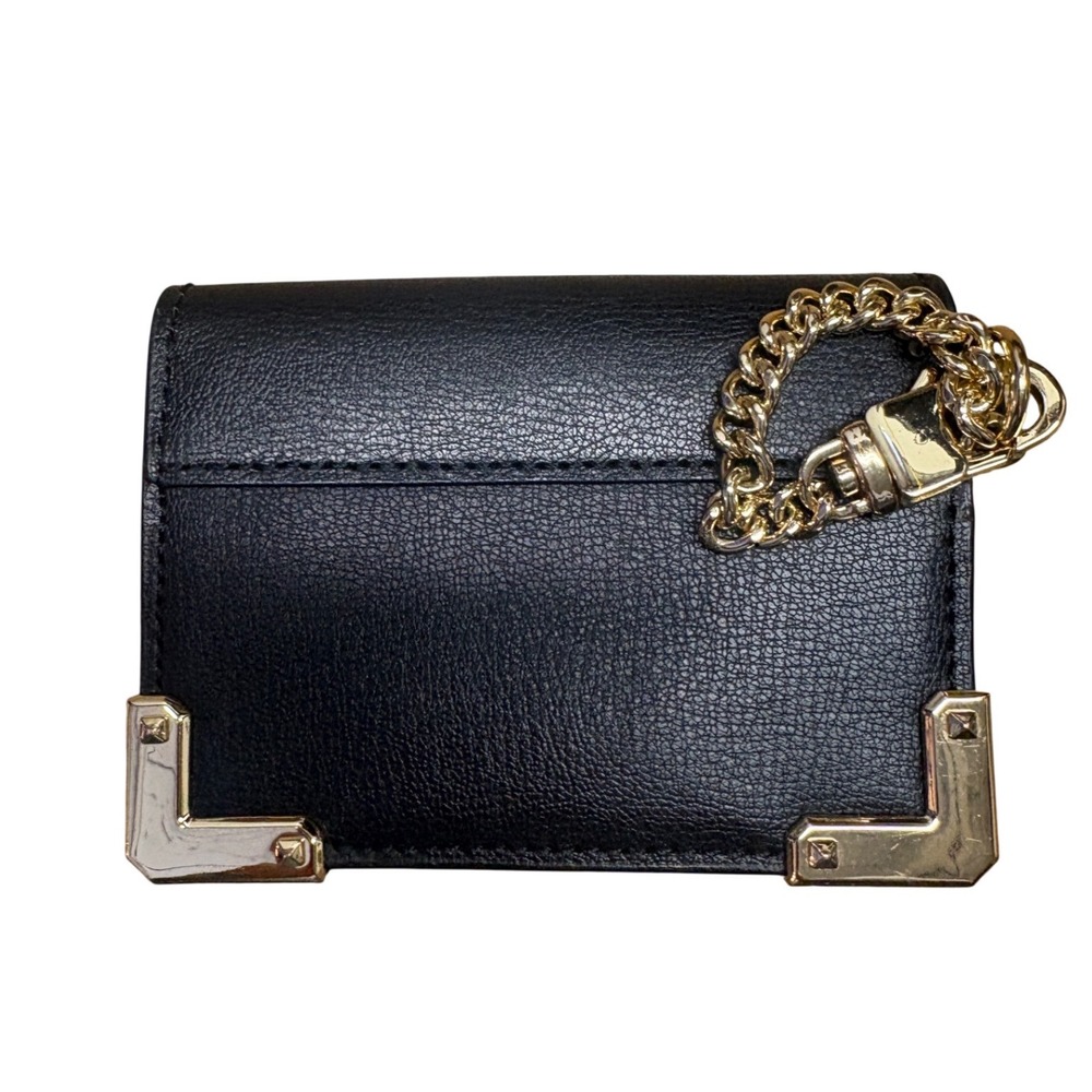 Michael Kors Card Wallet Accordion Kingsley Black Gold Leather - Picture 2 of 8
